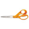 Home And Office Scissors, 8" Long, 3.5" Cut Length, Orange Offset Handle