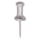 Aluminum Head Push Pins, Aluminum, Silver, 0.5", 100/box