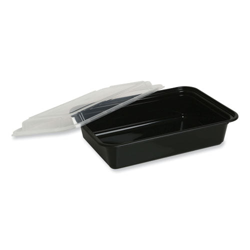 Food Container With Lid, 32 Oz, 8.81 X 6.02 X 2.24, Black/clear, Plastic, 150/carton