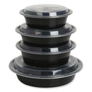 Food Container With Lid, 16 Oz, 6.29 X 6.29 X 1.96, Black/clear, Plastic, 150/carton