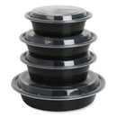 Food Container With Lid, 24 Oz, 7.28 X 7.28 X 1.96, Black/clear, Plastic, 150/carton