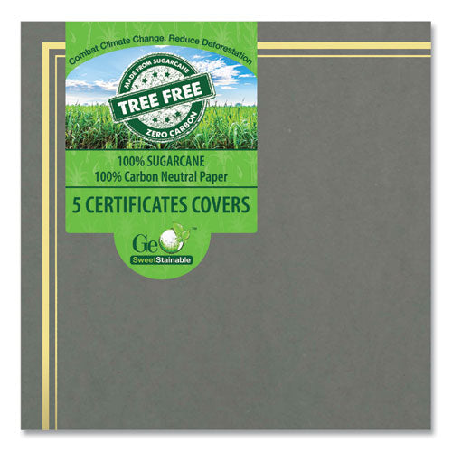 Certificate/document Cover, 9.75" X 12.5", Gray With Gold Foil, 5/pack