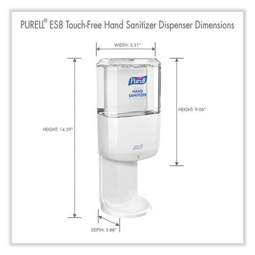 Es8 Touch Free Hand Sanitizer Dispenser, 1,200 Ml, 5.25 X 8.56 X 12.13, White