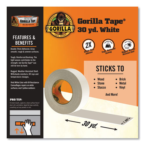 Gorilla Tape, 3" Core, 1.88" X 30 Yds, White