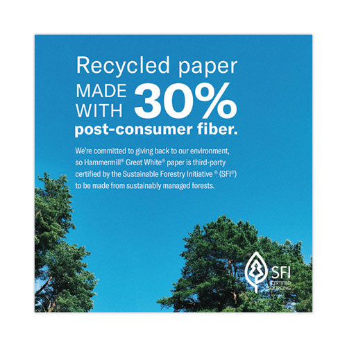 Great White 30 Recycled Print Paper, 92 Bright, 20 Lb Bond Weight, 8.5 X 11, White, 500 Sheets/ream, 5 Reams/carton