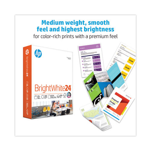 Brightwhite24 Paper, 100 Bright, 24 Lb Bond Weight, 8.5 X 11, Bright White, 500/ream