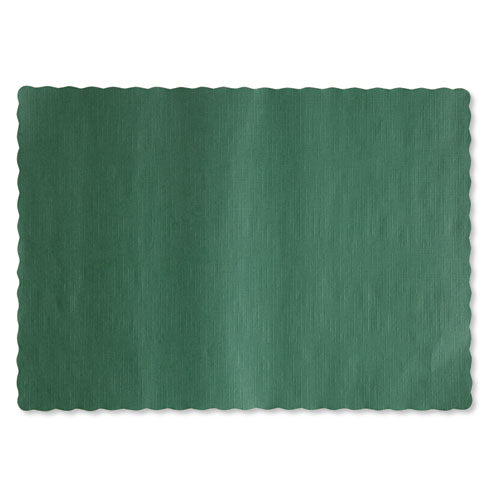 Solid Color Scalloped Edge Placemats, 9.5 X 13.5, Hunter Green, 1,000/carton
