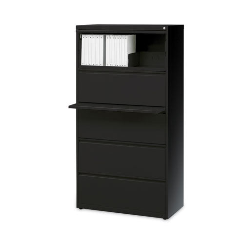 Lateral File Cabinet, 5 Letter/legal/a4-size File Drawers, Black, 30 X 18.62 X 67.62