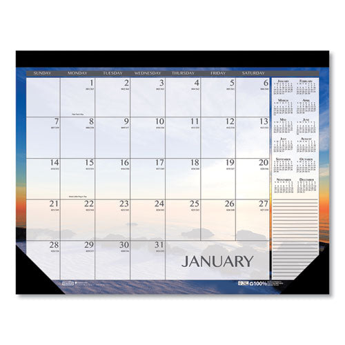 Recycled Earthscapes Desk Pad Calendar, Seascapes Photography, 22 X 17, Black Binding/corners,12-month (jan To Dec): 2024