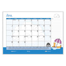 Recycled Academic Year Desk Pad Calendar, Illustrated Seasons Artwork, 22 X 17, Black Binding, 12-month (july-june): 2023-24