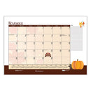 Recycled Academic Year Desk Pad Calendar, Illustrated Seasons Artwork, 22 X 17, Black Binding, 12-month (july-june): 2023-24