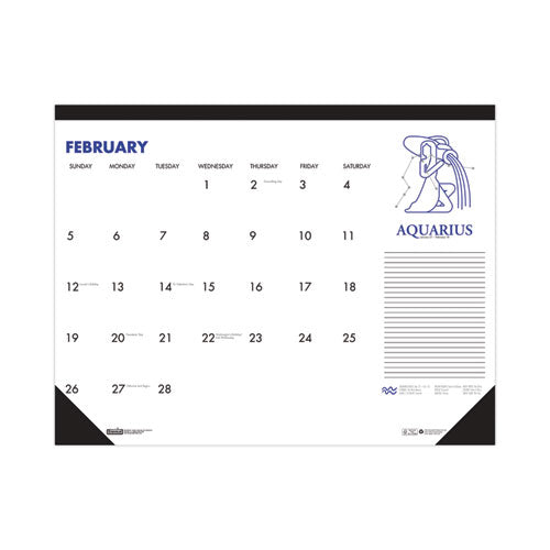 Recycled Zodiac Desk Pad Calendar, Zodiac Artwork, 17 X 22, White Sheets, Black Binding/corners, 12-month (jan-dec) 2024