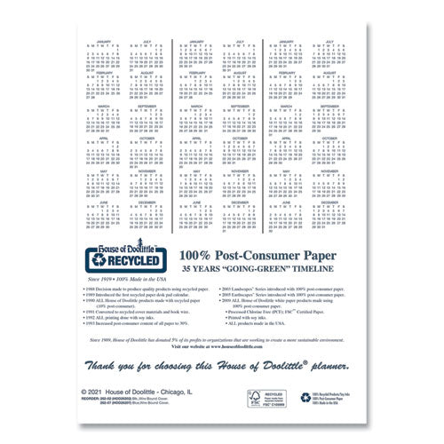 14-month Recycled Ruled Monthly Planner, 11 X 8.5, Blue Cover, 14-month (dec To Jan): 2023 To 2025