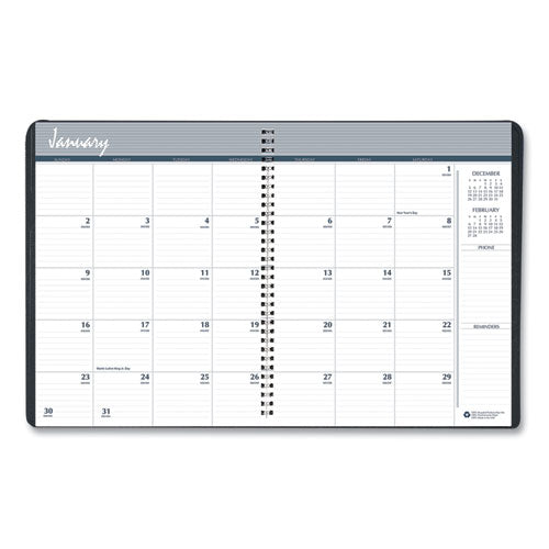 Monthly Hard Cover Planner, 11 X 8.5, Black Cover, 24-month (jan To Dec): 2024 To 2025