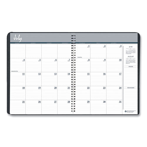 14-month Recycled Ruled Monthly Planner, 11 X 8.5, Black Cover, 14-month (july To Aug): 2023 To 2024