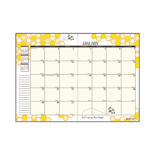 Recycled Honeycomb Monthly Planner, Honeycomb Artwork, 11 X 7, Black/gold Cover, 12-month (jan To Dec): 2024