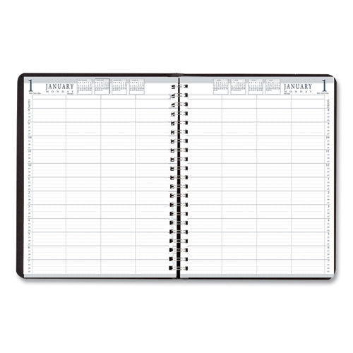 Eight-person Group Practice Daily Appointment Book, 11 X 8.5, Black Cover, 12-month (jan To Dec): 2024