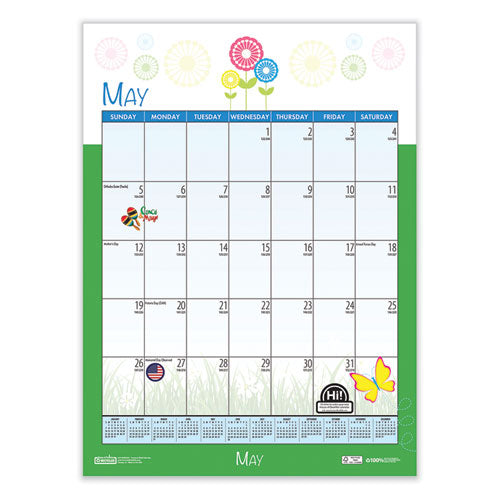 Recycled Seasonal Wall Calendar, Illustrated Seasons Artwork, 12 X 16.5, 12-month (july To June): 2023 To 2024