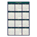 Four Season Erasable Business/academic Recycled Wall Calendar, 24 X 37, 12-month(july-june):2023-2024, 12-month(jan-dec):2024