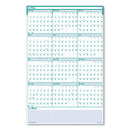 Express Track Recycled Reversible/erasable Yearly Wall Calendar, 24 X 37, White/teal Sheets, 12-month (jan To Dec): 2024