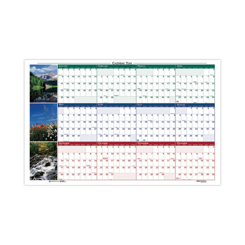 Earthscapes Recycled Reversible/erasable Yearly Wall Calendar, Nature Photos, 18 X 24, White Sheets, 12-month (jan-dec): 2024