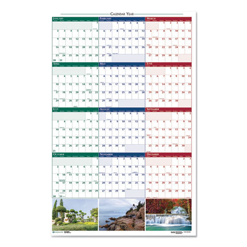 Earthscapes Recycled Reversible/erasable Yearly Wall Calendar, Nature Photos, 32 X 48, White Sheets, 12-month (jan-dec): 2024