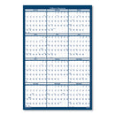 Recycled Poster Style Reversible/erasable Yearly Wall Calendar, 18 X 24, White/blue/gray Sheets, 12-month (jan To Dec): 2024