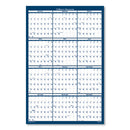 Recycled Poster Style Reversible/erasable Yearly Wall Calendar, 66 X 33, White/blue/gray Sheets, 12-month (jan To Dec): 2024