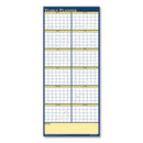 Recycled Reversible Yearly Wall Planner, 60 X 26, White/blue/yellow Sheets, 12-month (jan To Dec): 2024