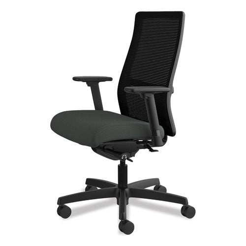 Ignition Series Mesh Mid-back Work Chair, Supports Up To 300 Lb, 17.5" To 22" Seat Height, Iron Ore Seat, Black Back/base