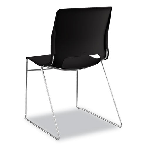 Motivate High-density Stacking Chair, Supports Up To 300 Lb, 17.75" Seat Height, Onyx Seat, Black Back, Chrome Base, 4/carton