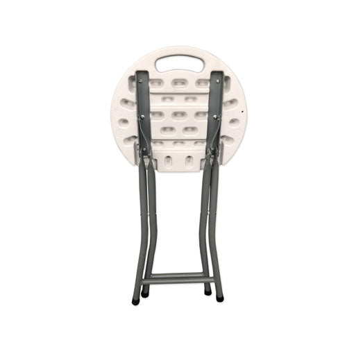 Rough N Ready Folding Stool, Backless, Supports Up To 300 Lb, 18" Seat Height, White Seat, Charcoal Base, 4/carton