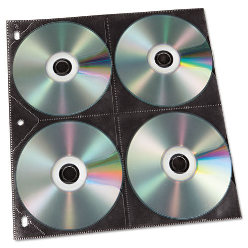 Two-sided Cd Refill Pages For Three-ring Binder, 8 Disc Capacity, Clear/black, 50/pack