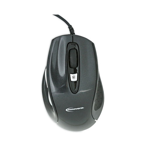 Full-size Wired Optical Mouse, Usb 2.0, Right Hand Use, Black