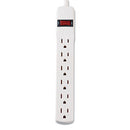 Power Strip, 6 Outlets, 6 Ft Cord, Ivory