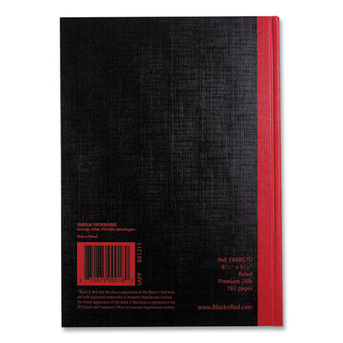 Hardcover Casebound Notebooks, Scribzee Compatible, 1-subject, Wide/legal Rule, Black Cover, (96) 8.25 X 5.63 Sheets