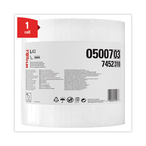 L40 Towels, Jumbo Roll, 12.5 X 12.2, White, 750/roll