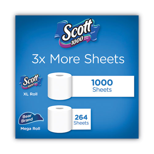 Standard Roll Bathroom Tissue, Septic Safe, 1-ply, White, 1,000 Sheets/roll, 20/pack, 2 Packs/carton