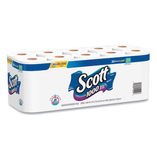 1000 Bathroom Tissue, Septic Safe, 1-ply, White, 1,000 Sheet/roll, 20/pack