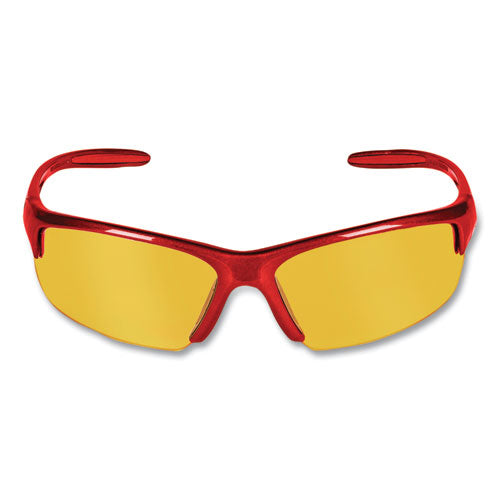 Equalizer Safety Glasses, Red Frames, Amber/yellow Lens, 12/box