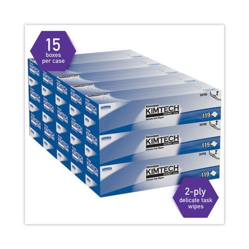 Kimwipes Delicate Task Wipers, 2-ply, 11.8 X 11.8, Unscented, White, 120/box, 15 Boxes/carton