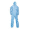 A65 Zipper Front Flame-resistant Hooded Coveralls, Elastic Wrist And Ankles, X-large, Blue, 25/carton