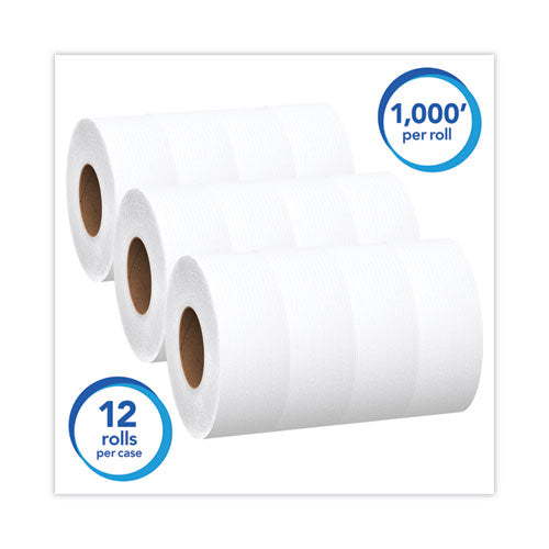 Essential 100% Recycled Fiber Jrt Bathroom Tissue For Business, Septic Safe, 2-ply, White, 3.55" X 1,000 Ft, 12 Rolls/carton