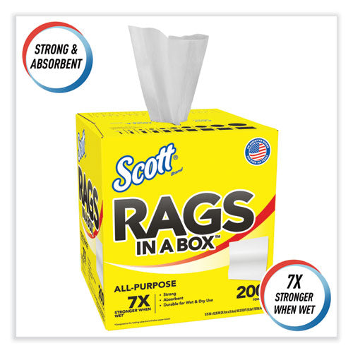 Rags In A Box, Pop-up Box, 12 X 9, White, 200/box, 8 Boxes/carton