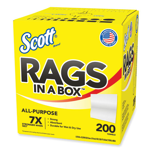 Rags In A Box, Pop-up Box, 12 X 9, White, 200/box, 8 Boxes/carton