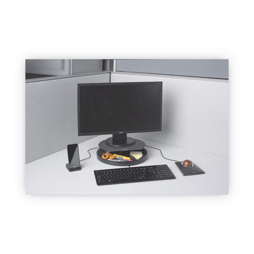 Spin2 Monitor Stand With Smartfit, 12.6" X 12.6" X 2.25" To 3.5", Black, Supports 40 Lbs