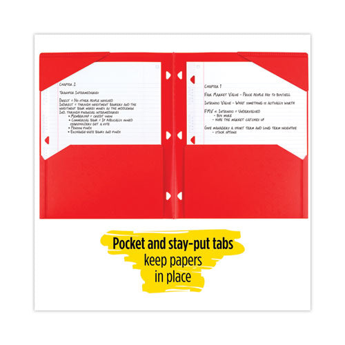 Two-pocket Stay-put Plastic Folder, 11 X 8.5, Assorted, 4/pack