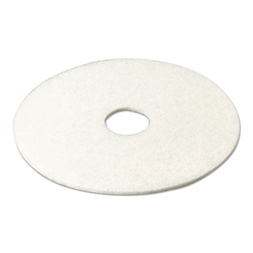 Low-speed Super Polishing Floor Pads 4100, 19" Diameter, White, 5/carton