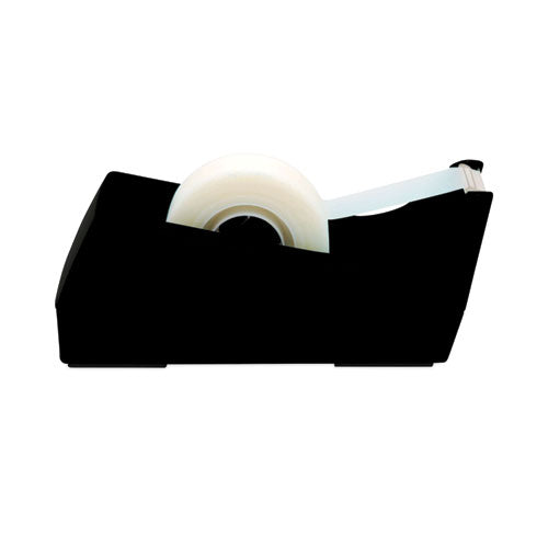 Desktop Tape Dispenser, Weighted Non-skid Base, 1" Core, Black