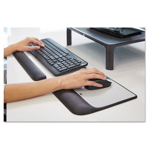 Mouse Pad With Precise Mousing Surface And Gel Wrist Rest, 8.5 X 9, Gray/black